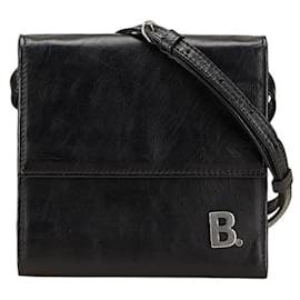 Balenciaga-Carteira de ombro trifold B Logo da Balenciaga-Preto