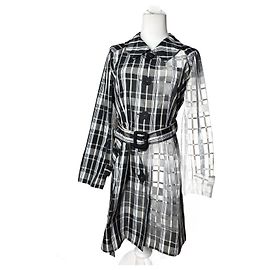 Vintage Courreges Trenchcoat black White Checked 36/S Black
