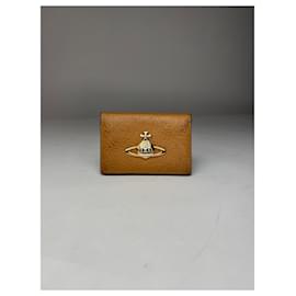Tarjetero de cuero plegable vintage Vivienne Westwood color camello Camello