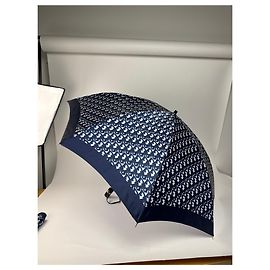 Parapluie Vintage Dior Oblique Monogram Bleu Marine Blanc Bleu Marine