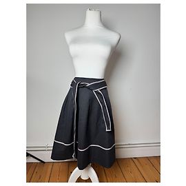 Vintage Courreges Skirt Black White 36/S Black