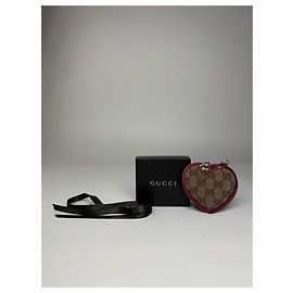 Sac à main vintage Gucci monogramme en forme de cœur violet et marron Beige
