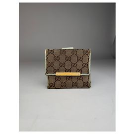 Vintage Gucci monogram Wallet Brown Turquoise Turquoise