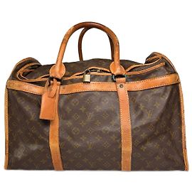 Sac de voyage en cuir monogramme Louis Vuitton vintage marron Marron