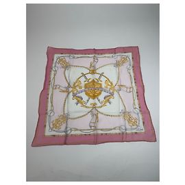 Autre Marque Cachecol Vintage Celine Espada e Escudo Branco Rosa Rosa