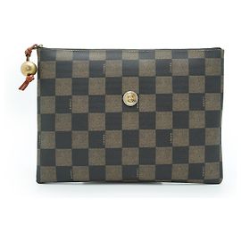 Fendi Pequin Checkered Clutch Bag Brown