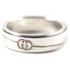 Gucci-Gucci Diagonal Interlocking G Silver Band Ring-Other