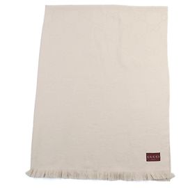 Cobertor/Chal em Jacquard de Lã e Seda Gucci Bege