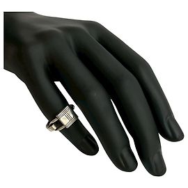 Hermès HERMES Cadena Motif Band Ring Silvery