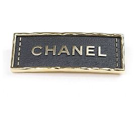 Spilla in pelle e metallo nero e oro Chanel Nero D'oro