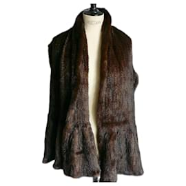 Autre Marque-GIANT KNITTED FOX FUR STOLE UNKNOWN BRAND EXCELLENT CONDITION-Dark brown