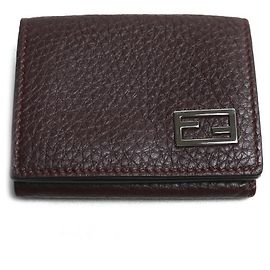 Fendi FF Compact Tri-Fold Wallet Dark red