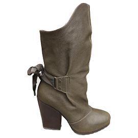 Vanessa Bruno Leather Boots Khaki Khaki