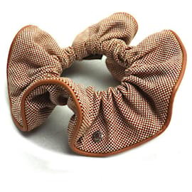Hermès Hermes Claudia Toile H Hair Scrunchie Brown