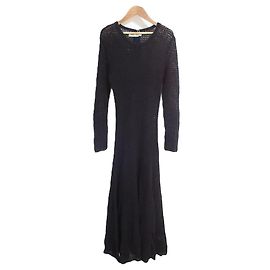 Autre Marque Vestido largo de punto de algodón con encaje SAYASMINE de Samsoe Samsoe Negro