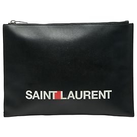 Clutch in pelle nera e bianca Saint Laurent Nero Bianco