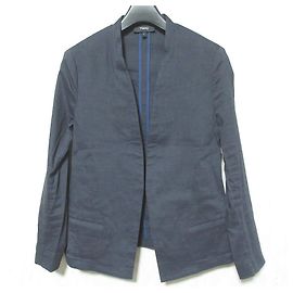 Theory ECO CRUNCH WASH Linen Stretch Collarless Jacket Blue Navy blue