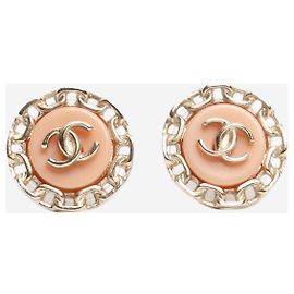 Chanel Pink cc chain studs Pink