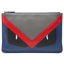 Clutch Monstro Bag Bugs Fendi Marrom Vermelho Azul