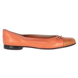 Salvatore Ferragamo Orange Leather Flats Orange