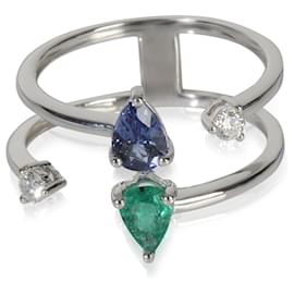 Autre Marque-White Gold Emerald, Tanzanite and Diamond Ring-Other
