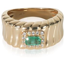 Autre Marque-Yellow Gold Emerald and Diamond Ring-Other