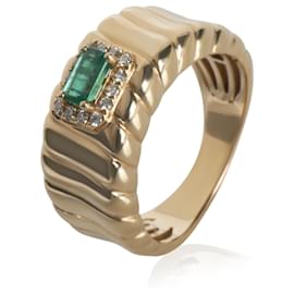 Autre Marque-Yellow Gold Emerald and Diamond Ring-Other