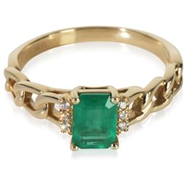 Autre Marque-Yellow Gold Emerald and Diamond Ring-Other