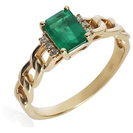 Autre Marque-Yellow Gold Emerald and Diamond Ring-Other