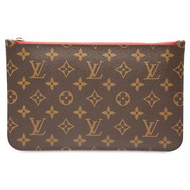 Louis Vuitton Monogram Neverfull MM with Pouch Brown Red