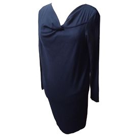 Navy Winter Knit Dress Jil Sander 100% Wool Size 40 Navy blue
