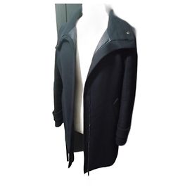 Mid-Length Black Moncler Coat T40 in Wool Black