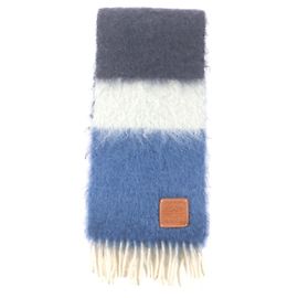 Loewe Men's Mohair Wool Anagram Scarf in Navy Navy blue