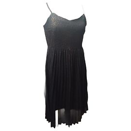 Autre Marque Mid-length evening dress Karl Marc John size 38 black pleated with copper sequins Bronze