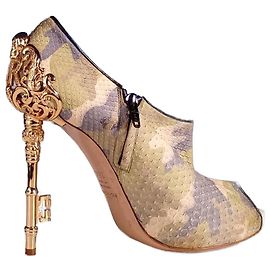 John Richmond Sapatos de Salto Alto Python Key Azul Verde Cinza Creme