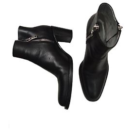 Free Lance schwarze Leder-Freelance-Stiefeletten mit Absatz Größe 37.5 Schwarz