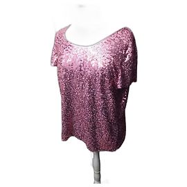 Yves Saint Laurent Pink Sequin Top T-Shirt Size 40 42 Pink