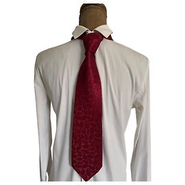 Kenzo Men's Burgundy Paisley Pattern Tie – 100% Silk Dark red