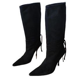 Miu Miu Bottes en daim noir Noir