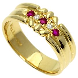 Burberry Ruby and Diamond Ring in 18K Yellow Gold Golden