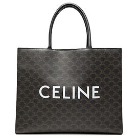 Céline Celine Brown Medium Triomphe Coated Canvas Cabas Horizontal Tote Brown Dark brown