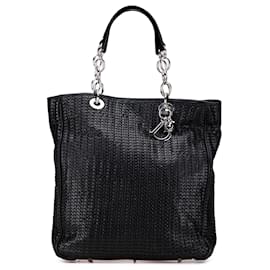 Dior-Dior Black Large Woven Lambskin Lady Dior Soft Shopping Tote-Black
