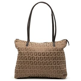 Fendi Brown Zucchino Canvas Tote Brown Light brown