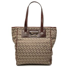 Fendi Brown Zucchino Canvas Tote Brown