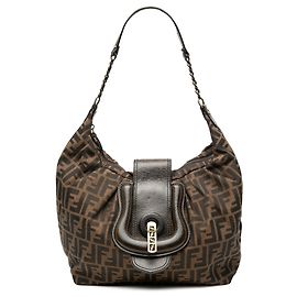 Fendi Brown Zucca Canvas Borsa B Hobo Brown