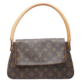 Borsa a Spalla Mini Looping Monogramma Louis Vuitton Marrone