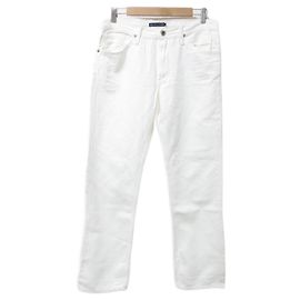 Calça jeans reta Ralph Lauren em algodão e linho Cru