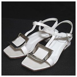 Sandálias de couro com fivela quadrada Roger Vivier Branco