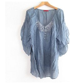 Autre Marque Blusa in garza con maniche 3/4 VIVIENNE TAM Blu