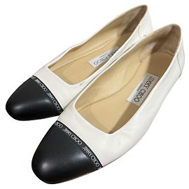 Lederflats von JIMMY CHOO Schwarz Weiß Aus weiß